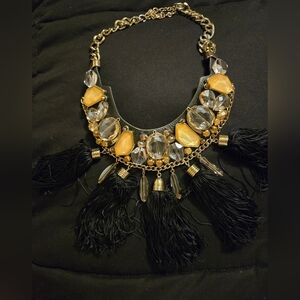 Bold Black and Gold Statement Necklace
